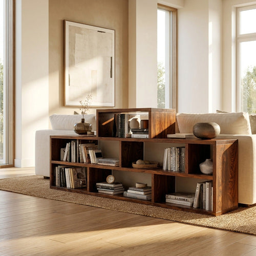 Handcrafted Wooden Bookshelf With Multi Storage For Living Space Lynnsnail