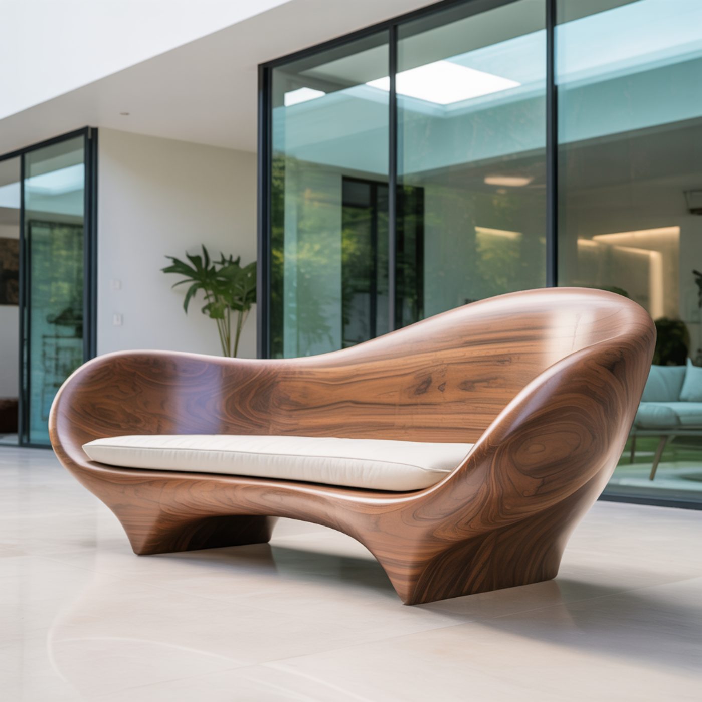 Handcrafted Solid Walnut Sofa – Modern Sculptural Wood Couch with Smooth Organic Curves Lynnsnail