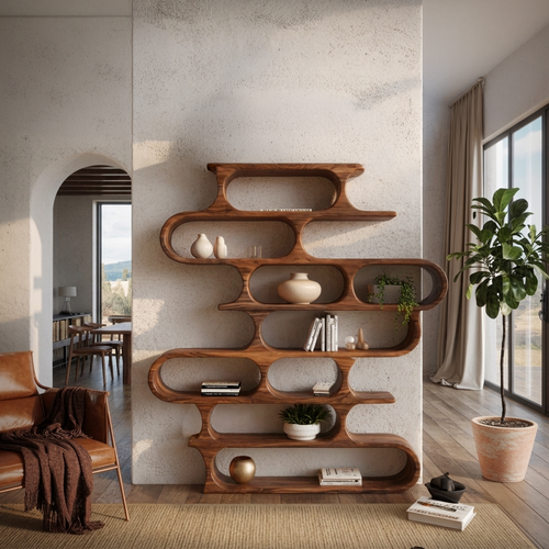 Organic Oval Bookshelf For Living Room Or Creative Studio Lynnsnail