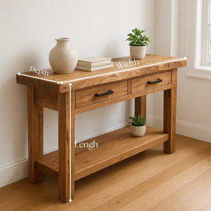 Handcrafted Solid Wood Console Table – Modern Organic Simplicity Lynnsnail