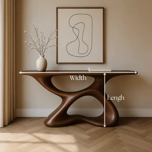 Handcrafted Solid Wood Fluid Console Table – Natural Modern Statement Lynnsnail
