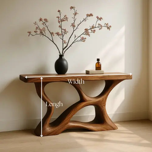 Handcrafted Solid Wood Drift Console Table – Contemporary Organic Form Lynnsnail