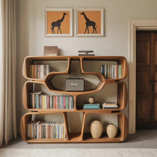 Modern Sculptural Bookshelf With Organic Curves For Living Room Lynnsnail