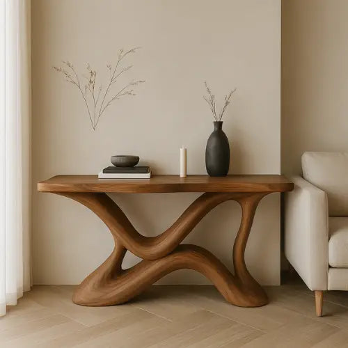 Handcrafted Solid Wood Rhythm Console Table – Contemporary Organic Design Lynnsnail
