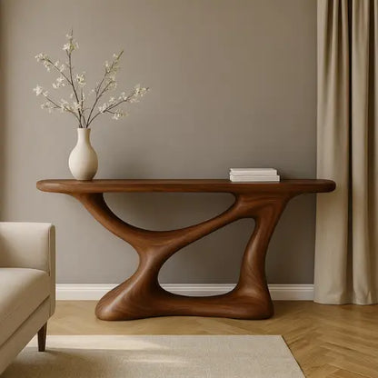 Handcrafted Solid Wood Essence Console Table – Modern Organic Sculpture Lynnsnail