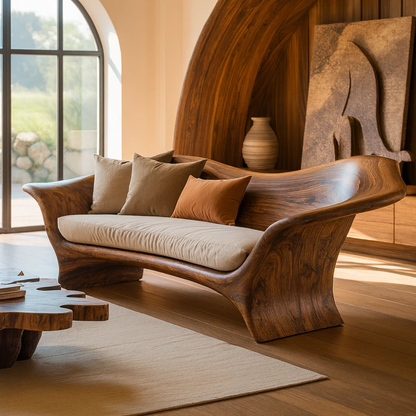 Handcrafted Solid Wood Sofa – Organic Modern Design Lynnsnail