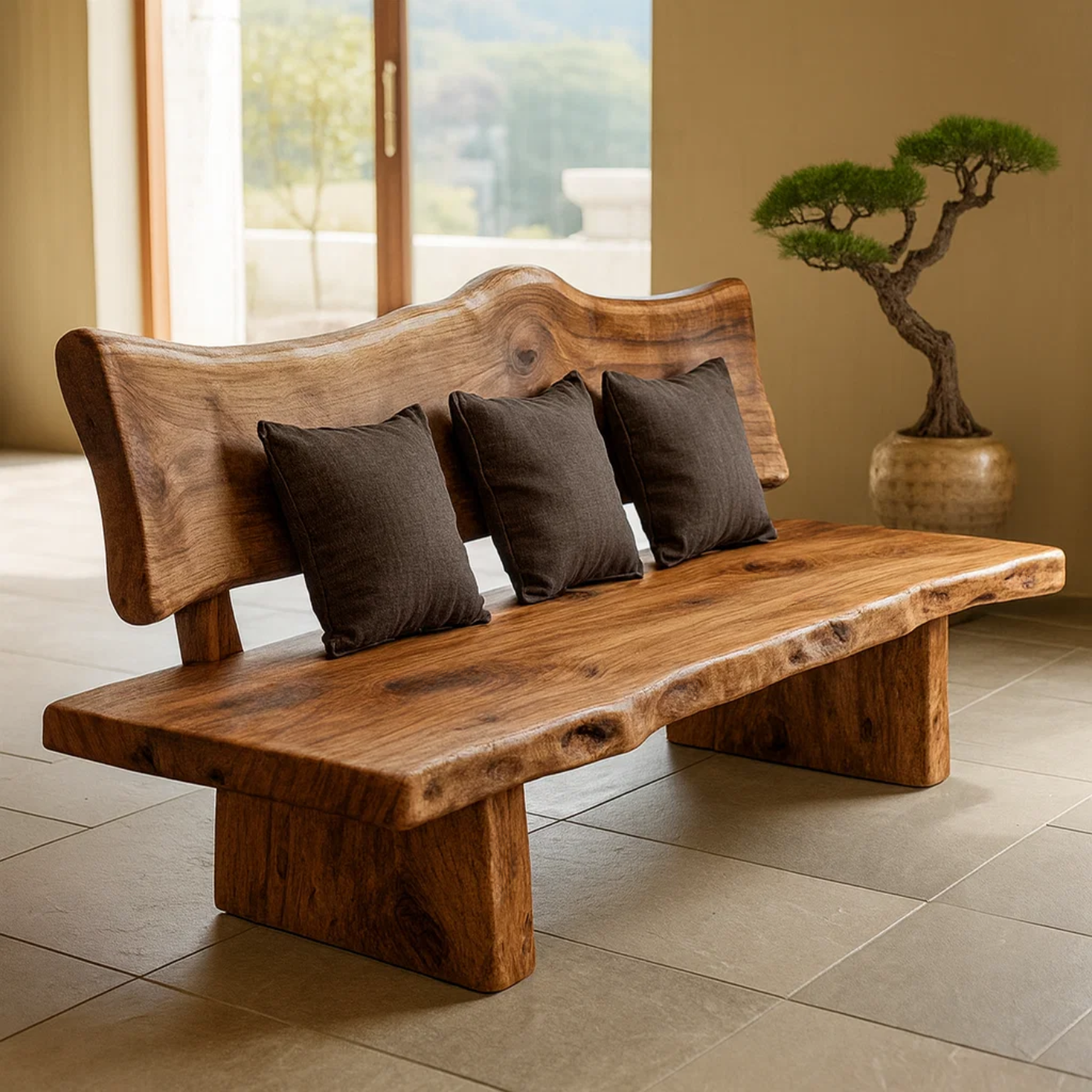 Handcrafted Solid Wood Sofa – Modern Minimalist Frame with Warm Natural Grain Lynnsnail