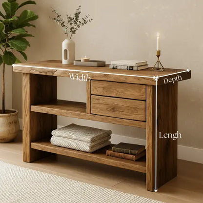 Handcrafted Natural Wood Console Table – Minimal Organic Design Lynnsnail