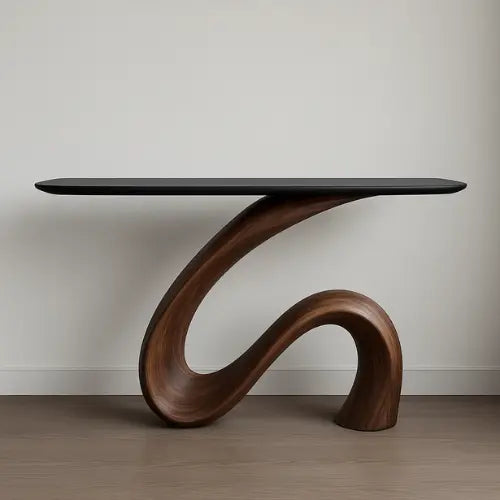 Handcrafted Solid Wood Waveform Console Table – Modern Sculptural Elegance Lynnsnail