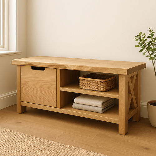 Handcrafted Solid Wood Bench – Modern Rustic Seating with X-Accent and Storage Lynnsnail