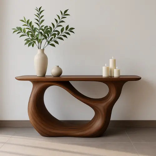 Handcrafted Solid Wood Tranquil Console Table – Contemporary Organic Design Lynnsnail