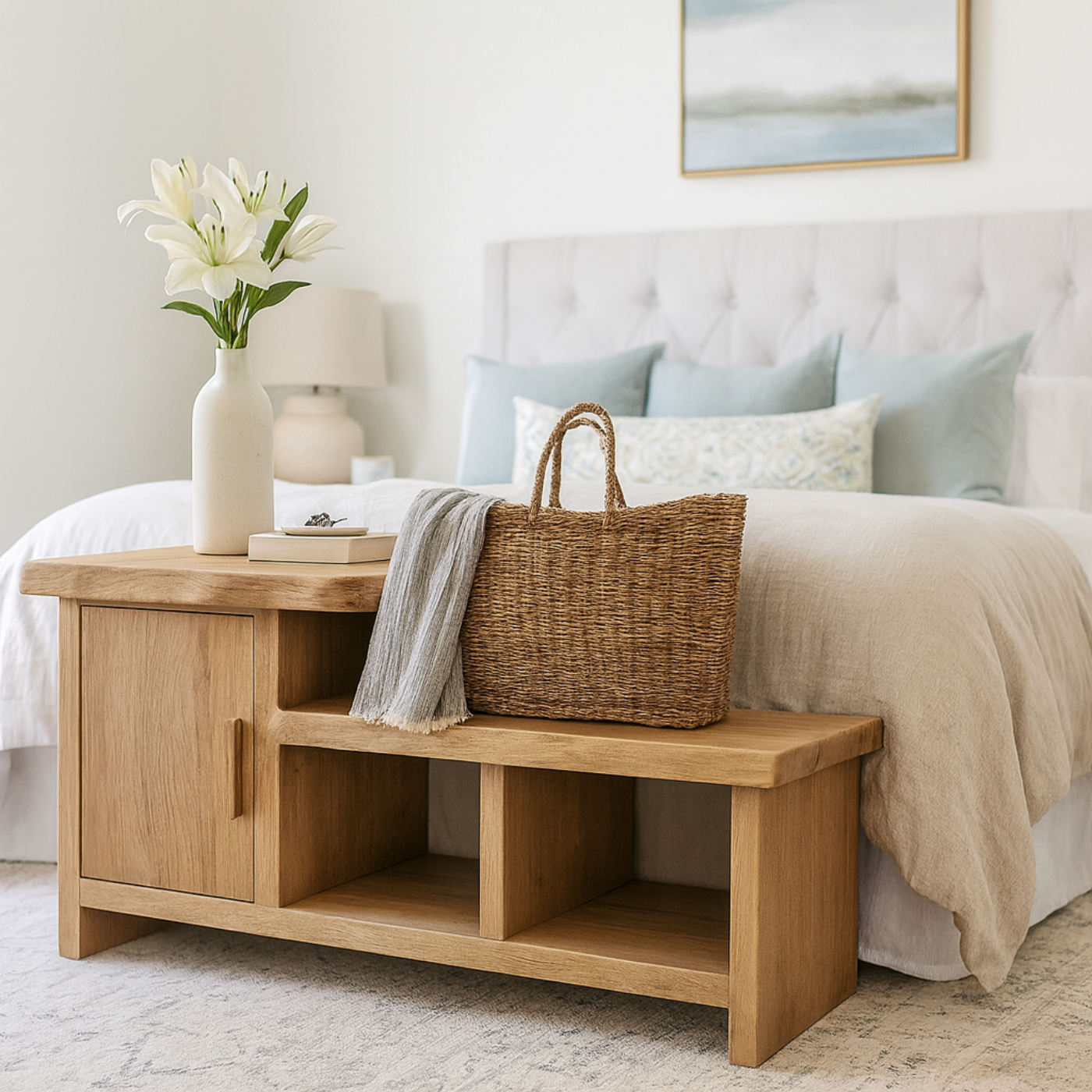 Handcrafted Solid Wood Bench – Modern Organic Seating with Versatile Storage Lynnsnail