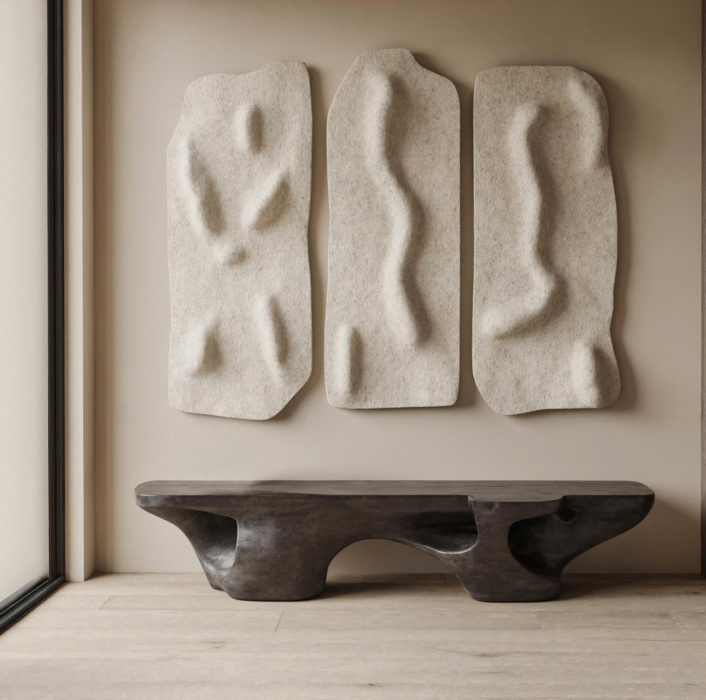 Contemporary Sculptural Bench With Carved Design For Living Room Lynnsnail