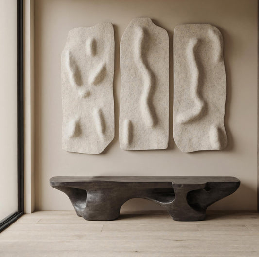 Contemporary Sculptural Bench With Carved Design For Living Room Lynnsnail