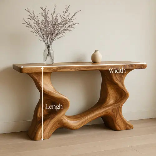 Handcrafted Solid Wood Waveform Console Table – Contemporary Organic Design Lynnsnail