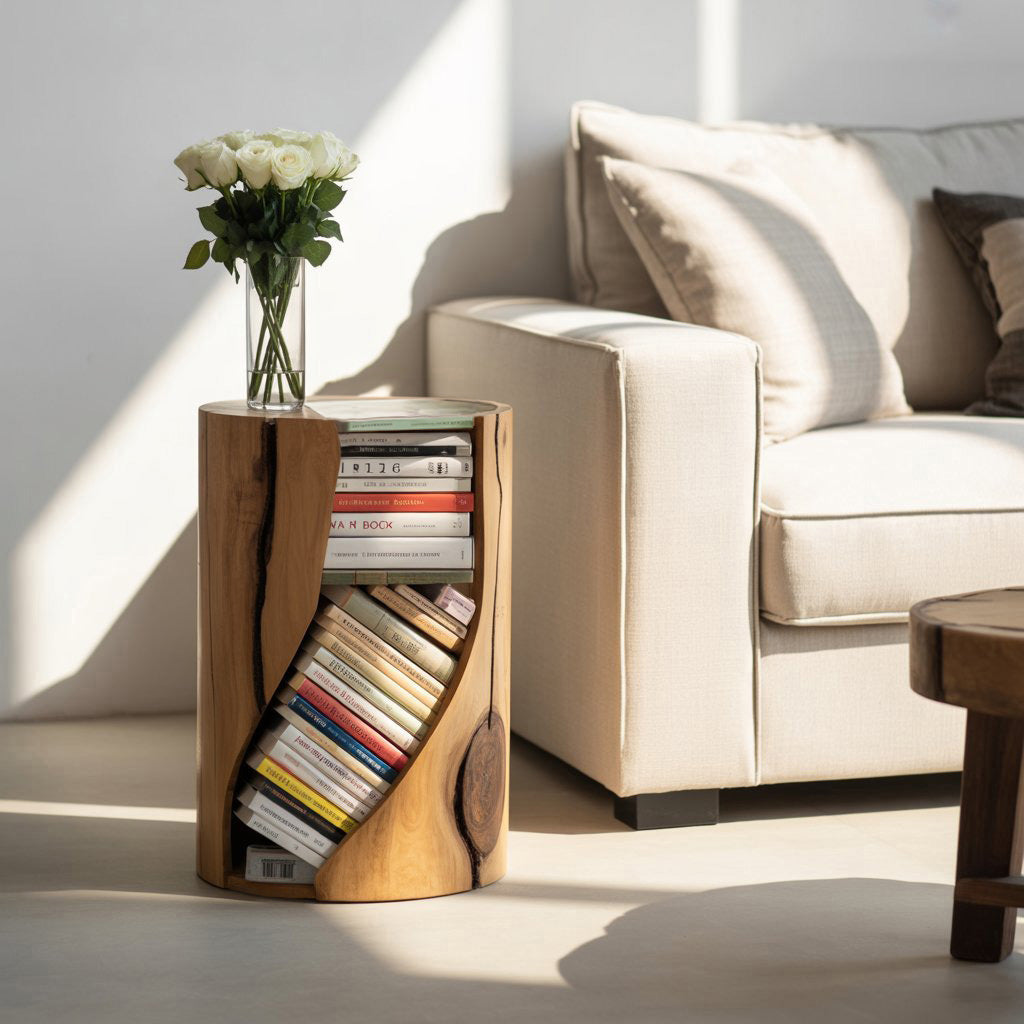Modern Organic Bookcase With Accent Design For Living Room Lynnsnail