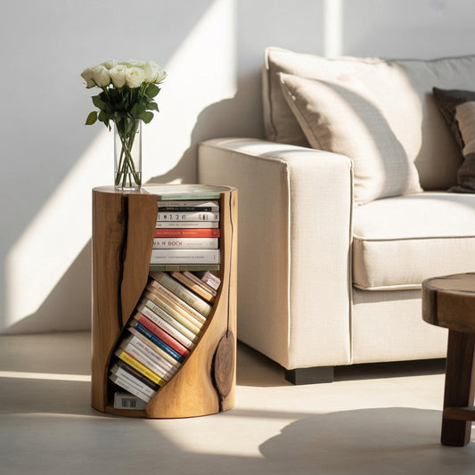 Modern Organic Bookcase With Accent Design For Living Room Lynnsnail