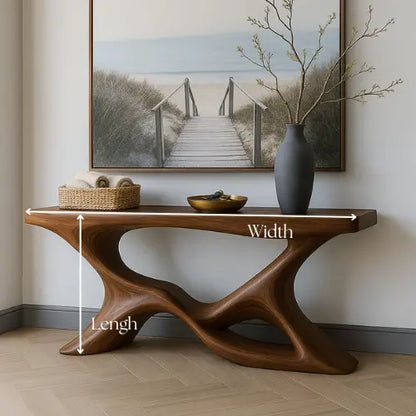 Handcrafted Solid Wood Shoreline Console Table – Modern Organic Sculpture Lynnsnail