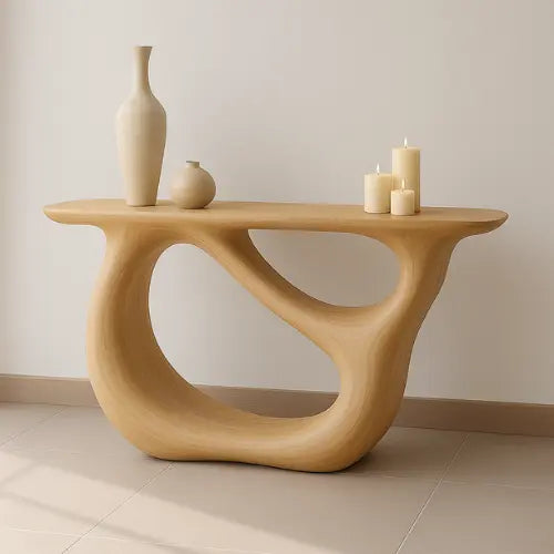 Handcrafted Solid Wood Organic Console Table – Light Oak Flow Design Lynnsnail