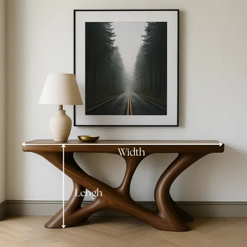 Handcrafted Solid Wood Horizon Console Table – Contemporary Organic Design Lynnsnail