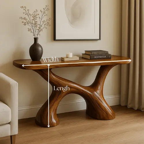 Handcrafted Solid Wood Harmony Console Table – Modern Organic Design Lynnsnail