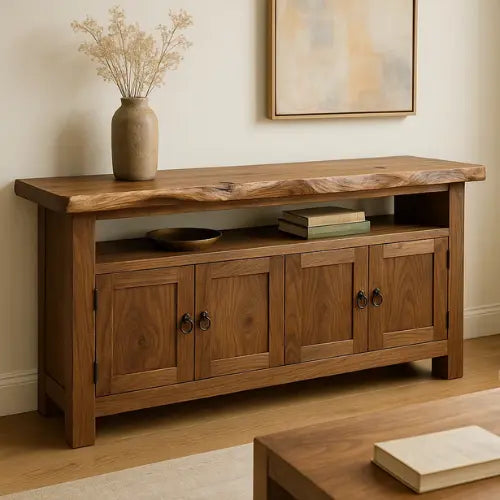 Handcrafted Solid Wood Live Edge Sideboard – Rustic Natural Finish Lynnsnail