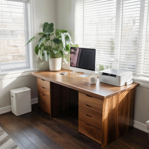 Modern Desk With Multiple Drawers For Home Office Lynnsnail