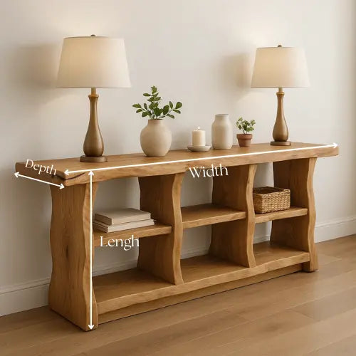 Handcrafted Solid Wood Sculptural Console Table – Organic Modern Design Lynnsnail