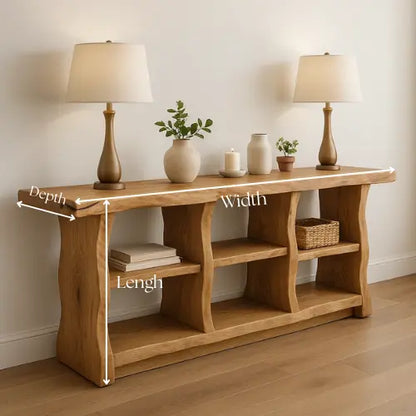 Handcrafted Solid Wood Sculptural Console Table – Organic Modern Design Lynnsnail