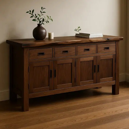 Handcrafted Solid Wood Live Edge Console Table – Rustic Walnut with Drawers Lynnsnail