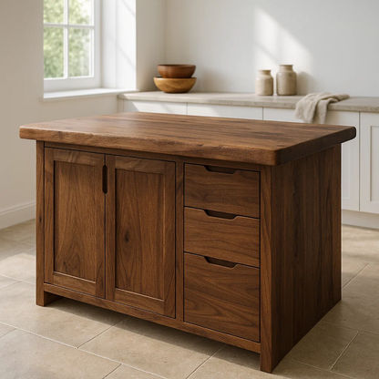 Handcrafted Soild Wood Kitchen Island - Modern Storage Cabinet & Prep Station Lynnsnail