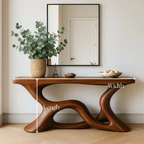 Handcrafted Solid Wood Eclipse Console Table – Modern Organic Form Lynnsnail