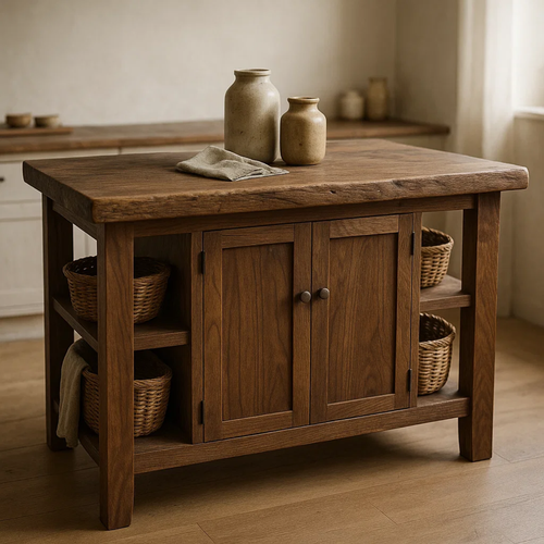 Handcrafted Solid Wood Kitchen Island | Rustic Cabinet Storage & Prep Table Lynnsnail