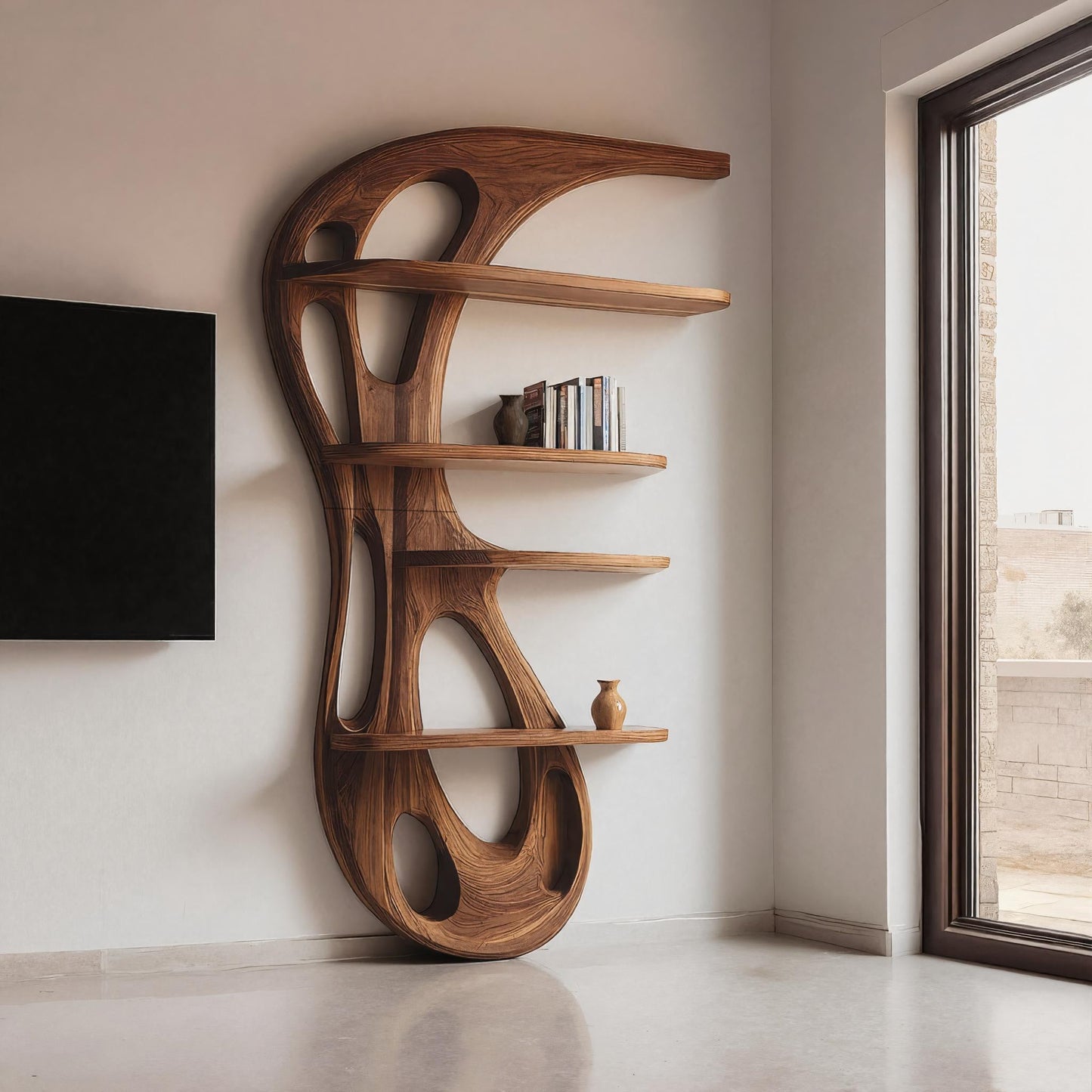 Modern Organic Bookshelf For Living Room Interior Decor Lynnsnail