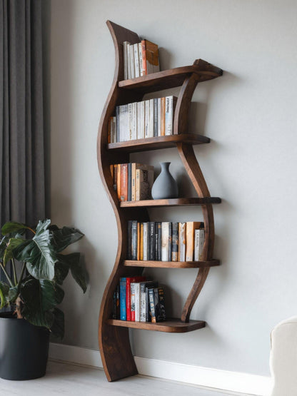 Modern Sculptural Bookshelf With Curved Design For Living Room Lynnsnail