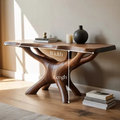Handcrafted Solid Wood Root Console Table – Organic Sculptural Design Lynnsnail