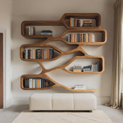 Modern Sculpted Bookcase For Living Room Lynnsnail