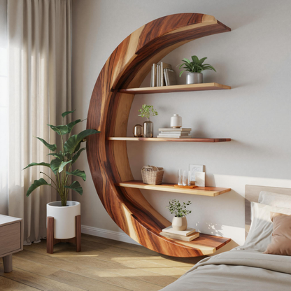 Modern Floating Moon Bookshelf For Living Room Or Bedroom Lynnsnail