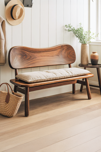 Modern Bench With Curved Backrest For Bedroom Lynnsnail