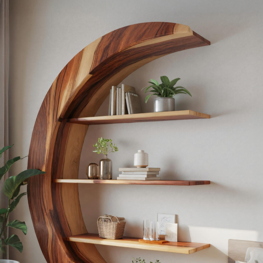 Modern Floating Moon Bookshelf For Living Room Or Bedroom Lynnsnail
