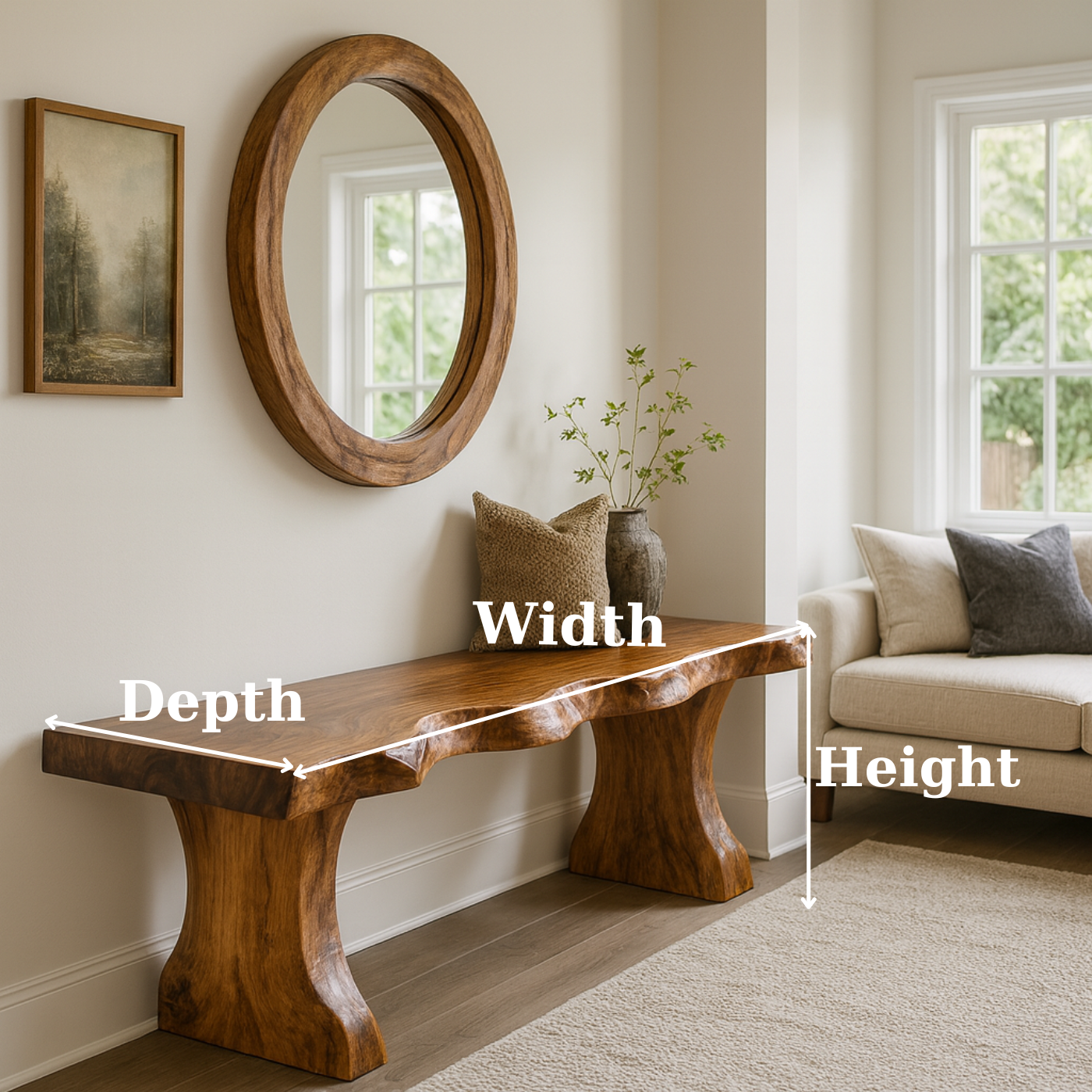 Handcrafted Solid Wood Live-Edge Entryway Bench – Sculptural & Organic Seating Lynnsnail