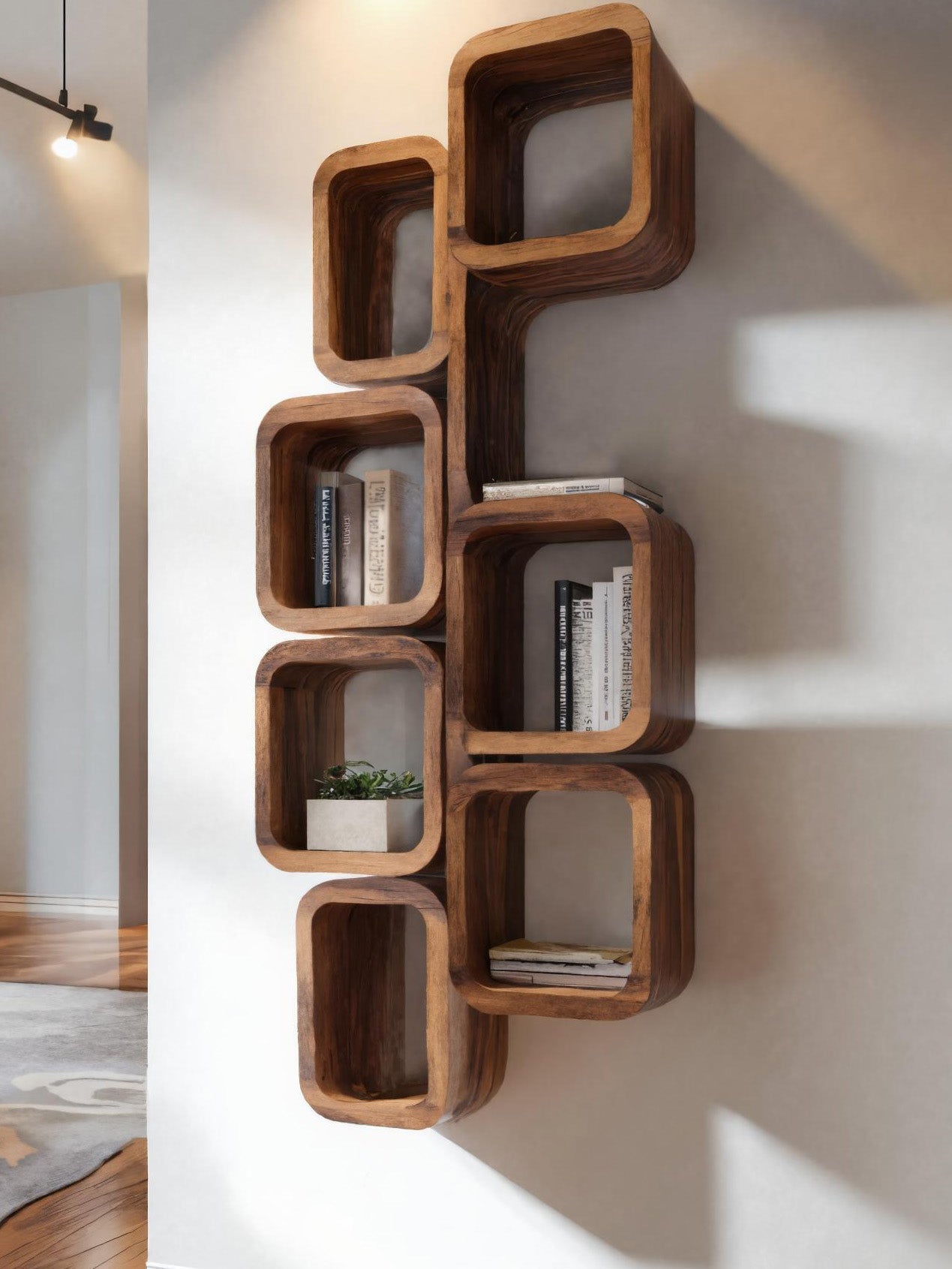 Modern Wall Mounted Bookshelf With Square Design For Living Room Lynnsnail