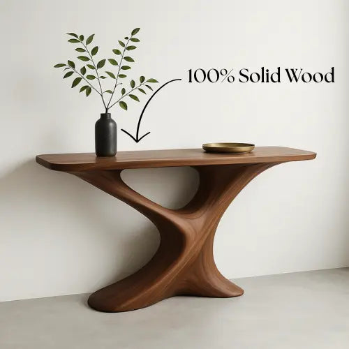 Handcrafted Solid Wood Twist Console Table – Modern Sculptural Design Lynnsnail