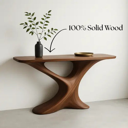 Handcrafted Solid Wood Twist Console Table – Modern Sculptural Design Lynnsnail
