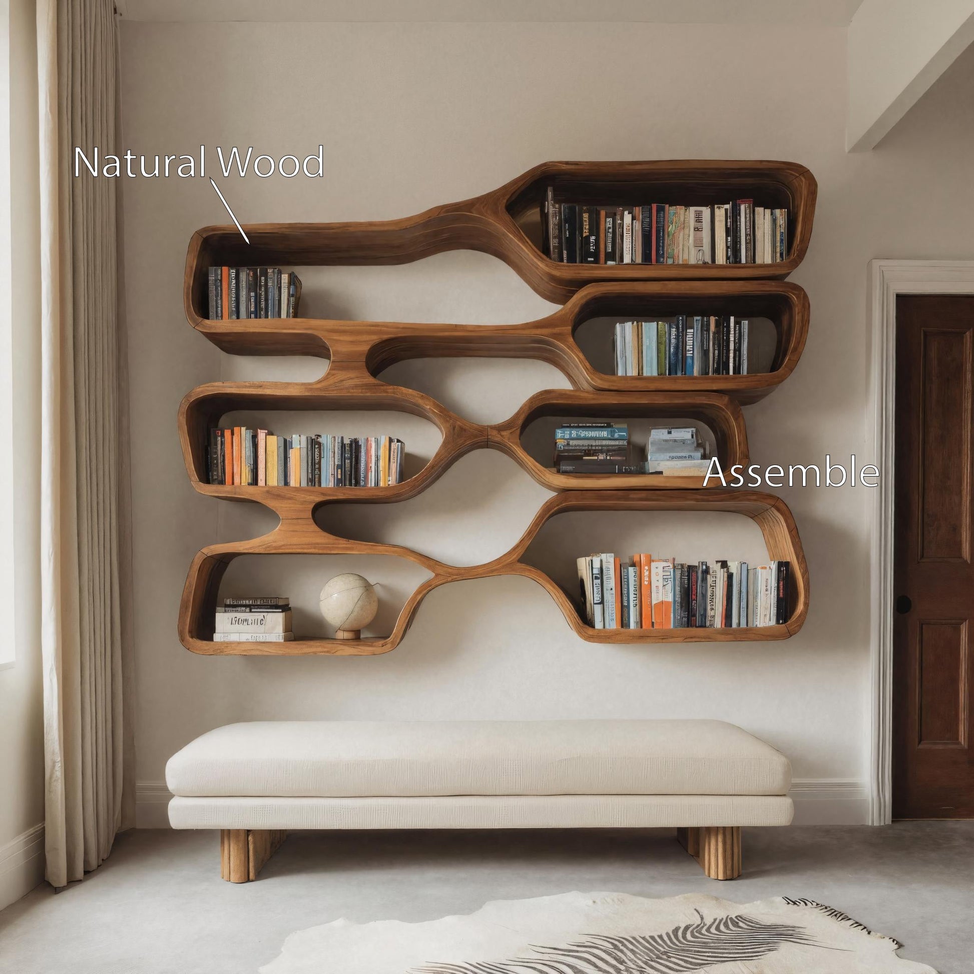 Organic Sculptural Wall Bookcase For Living Room Lynnsnail
