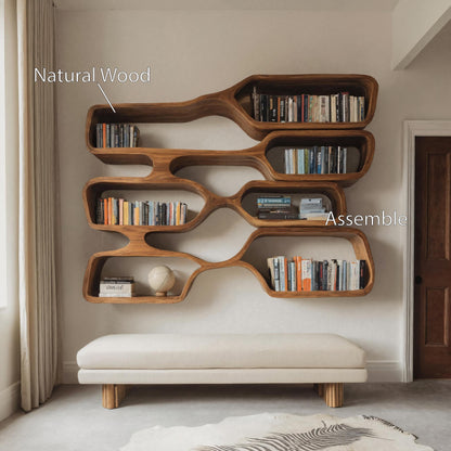 Organic Sculptural Wall Bookcase For Living Room Lynnsnail