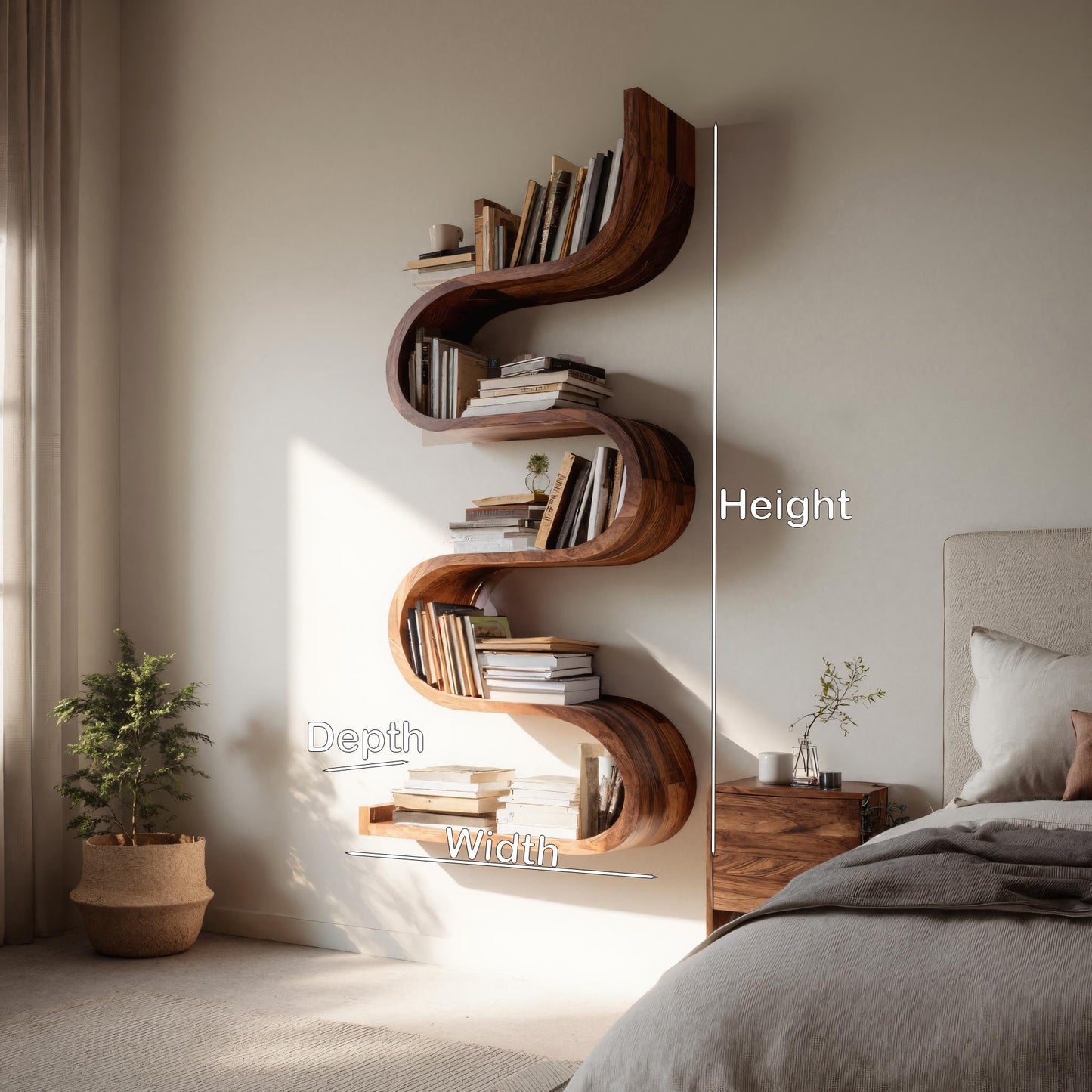 Contemporary Vertical Wall Bookshelf For Living Decor Lynnsnail