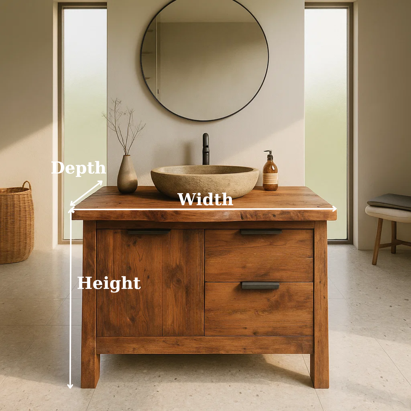 Handcrafted Solid Wood Bathroom Vanity with Live-Edge Top and Modern Drawer Design Lynnsnail