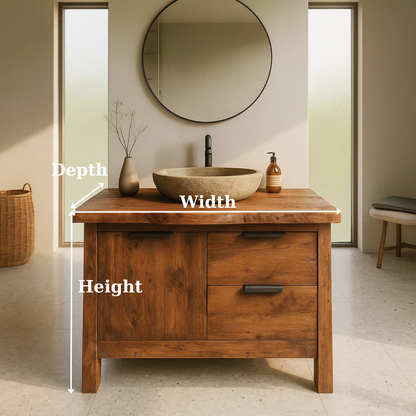 Handcrafted Solid Wood Bathroom Vanity with Live-Edge Top and Modern Drawer Design Lynnsnail