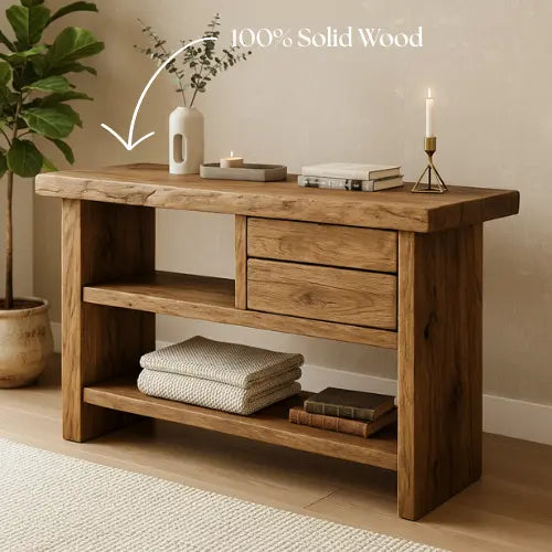 Handcrafted Natural Wood Console Table – Minimal Organic Design Lynnsnail